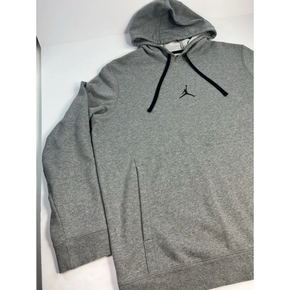 Jordan Hoodie Mens Size Large Gray Jumpman Logo Nike Dri Fit Sweatshirt DA9860